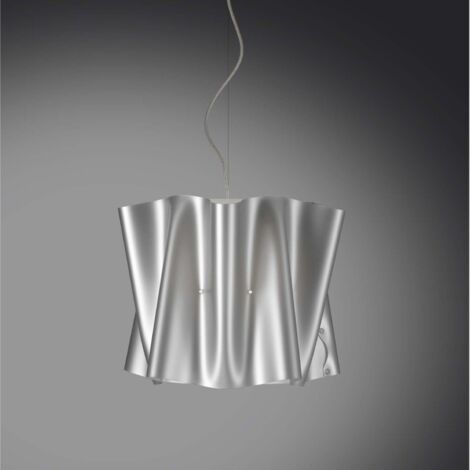 Lámpara de suspensión cinco luces FOLIO pantalla Polilux Plata diámetro 60x h32 cm