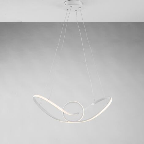Lámpara de suspensión en metal y aluminio blanco con LED integrado 68x24x h 150 cm