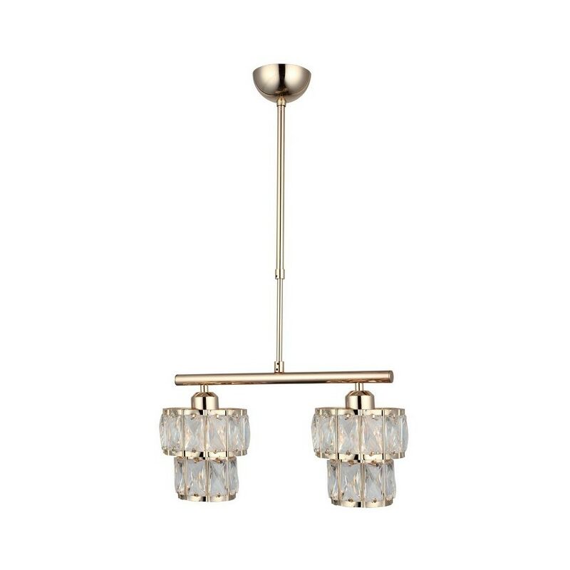 

Lampara de Suspension Feka - Luz de techo - para el Muro - Oro en Metal, Cristal, 40 x 40 x 75 cm, 2 x E27, 40 W