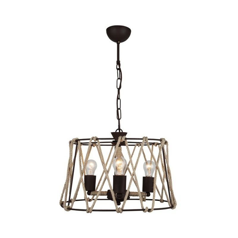 

Lampara de Suspension Fune - Arana - Lampara de techo - Marron en Metal, Cuerda, 40 x 40 x 72 cm, 3 x E27, 40 W