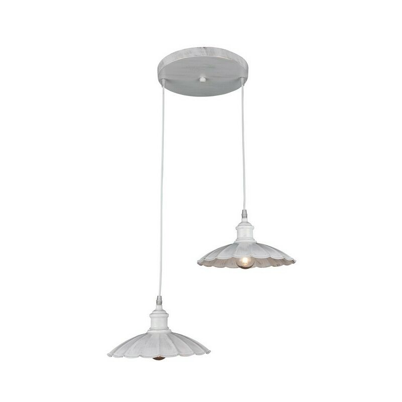 

Lampara de Suspension Ibiza - Arana - Lampara de techo - Blanco en Metal, 30 x 30 x 80 cm, 2 x E27, 40 W