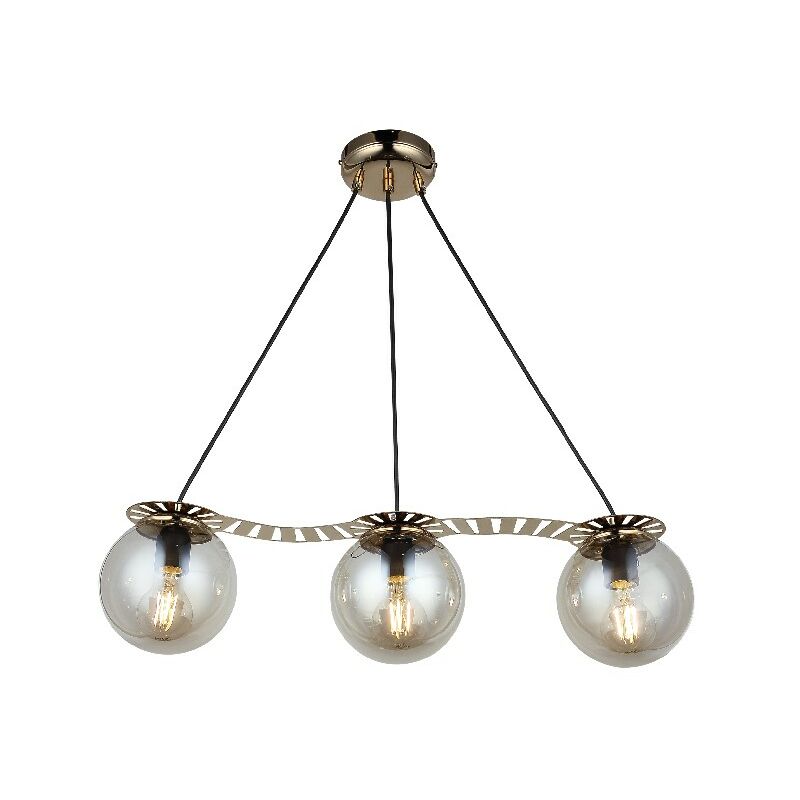 

Lampara de suspension Jute Shape - arana - Lampara de techo - Oro en Metal, Vidrio, 15 x 62 x 95 cm, 3 x E27, Max 40W