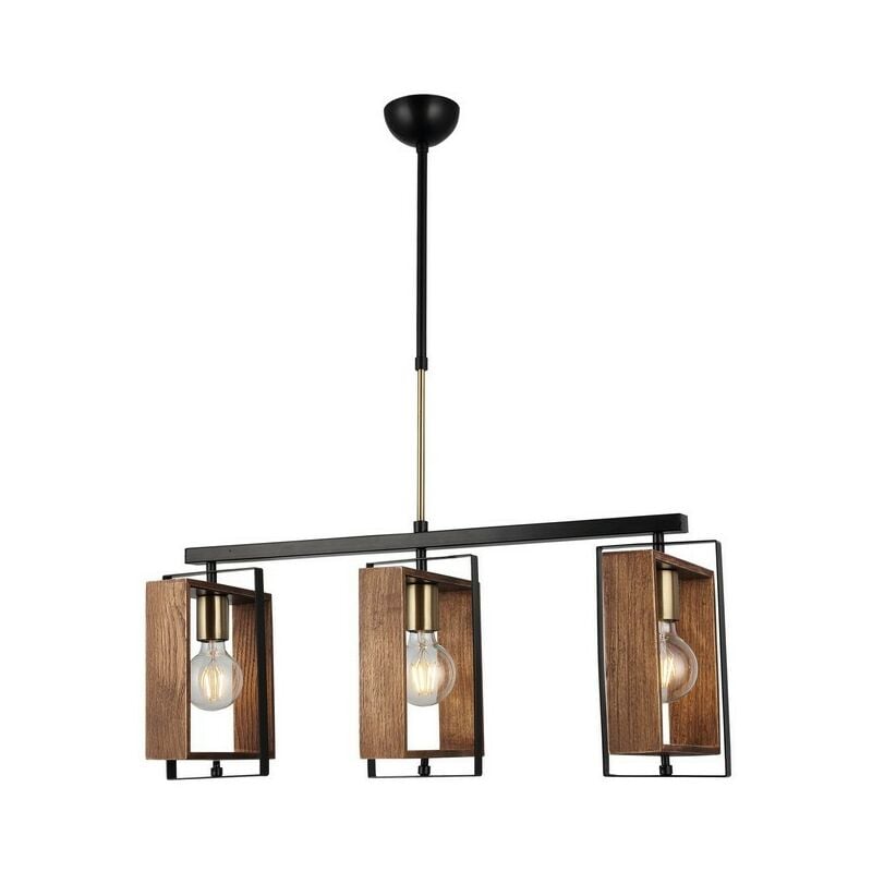 

Lampara de Suspension Karo - Arana - Lampara de techo - Oro, Negro, Madera en Metal, Madera, 74 x 22 x 86 cm, 3 x E27, Max 40W