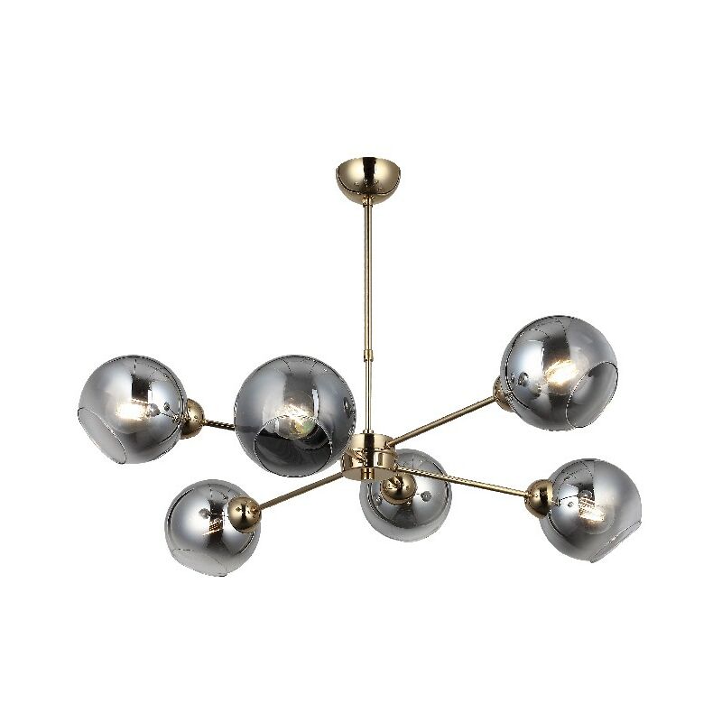 

Lampara de suspension Ligado - arana - Lampara de techo - Oro en Metal, Vidrio, 80 x 80 x 75 cm, 6 x E27, Max 40W