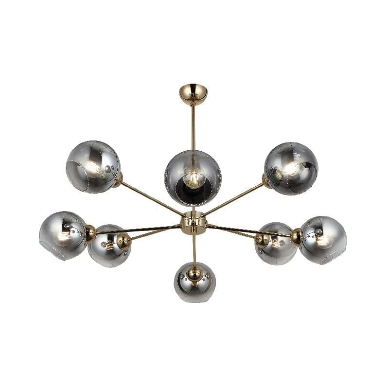 

Lampara de suspension Metal Black - arana - Lampara de techo - Oro en Metal, Vidrio, 92 x 92 x 75 cm, 8 x E27, Max 40W