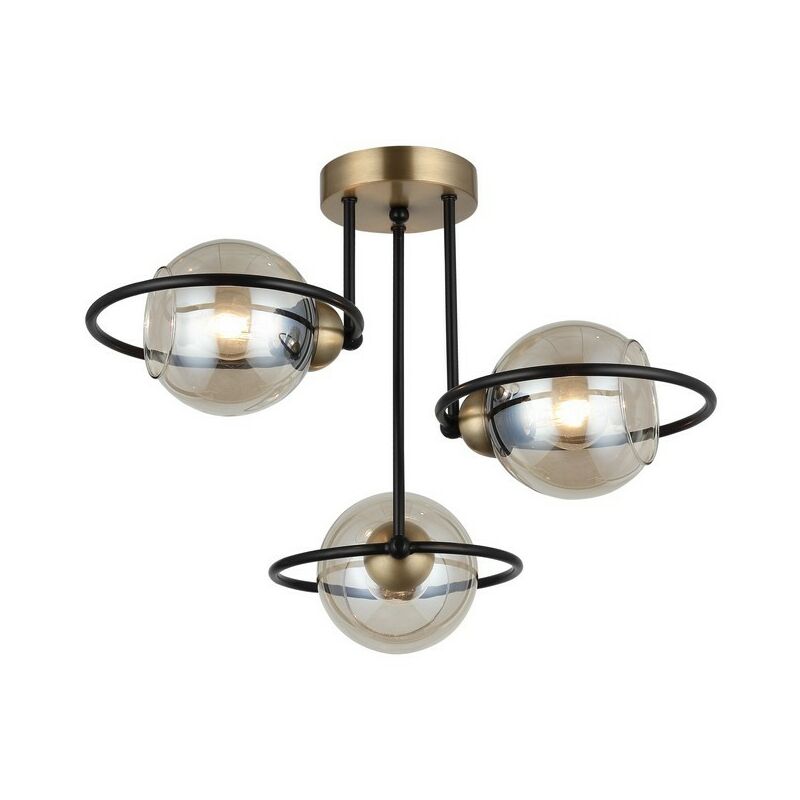 

Lampara de Suspension Ringo - Arana - Lampara de techo - Oro, Negro en Metal, Vidrio, 44 x 44 x 34 cm, 3 x E27, Max 40W