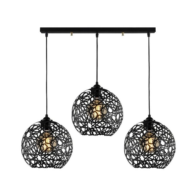 

Lampara de Suspension Seljuk - Arana - Lampara de techo - Negro en Metal, 75 x 25 x 115 cm, 3 x E27, Max 100W