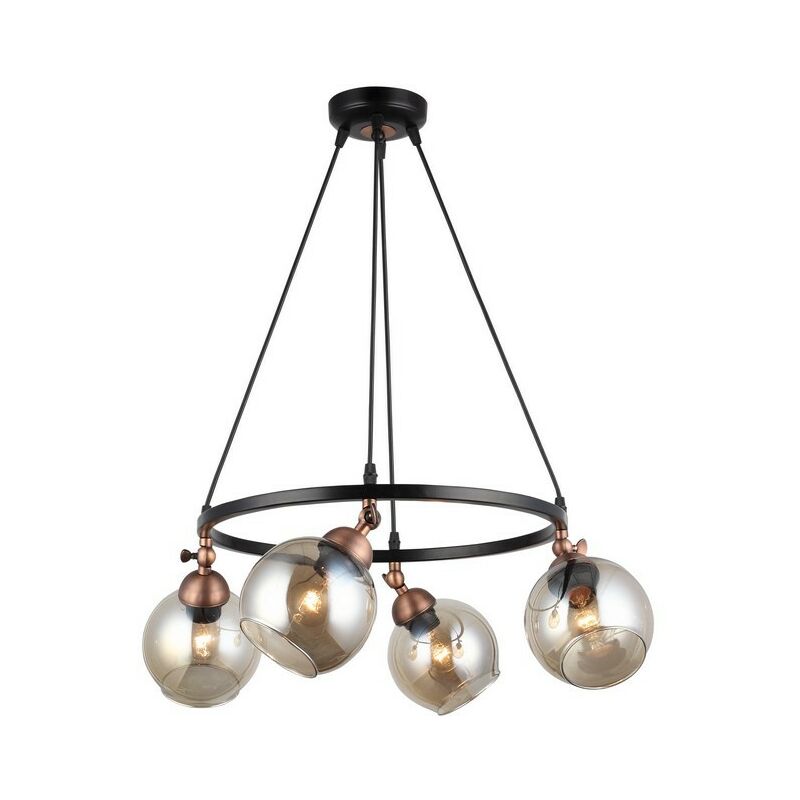 

Lampara de Suspension Serrta - Arana - Lampara de techo - Negro, Cobre en Metal, Vidrio, 52 x 52 x 95 cm, 4 x E27, 40 W