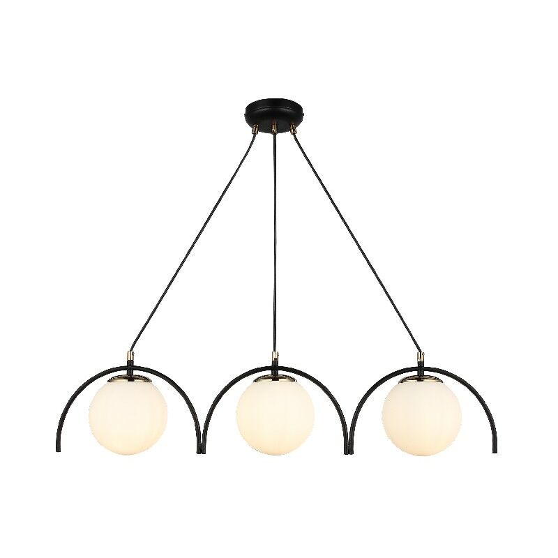 

Lampara de suspension Tilbe - arana - Lampara de techo - Negro, Oro en Metal, Vidrio, 14 x 84 x 98 cm, 3 x E27, Max 40W