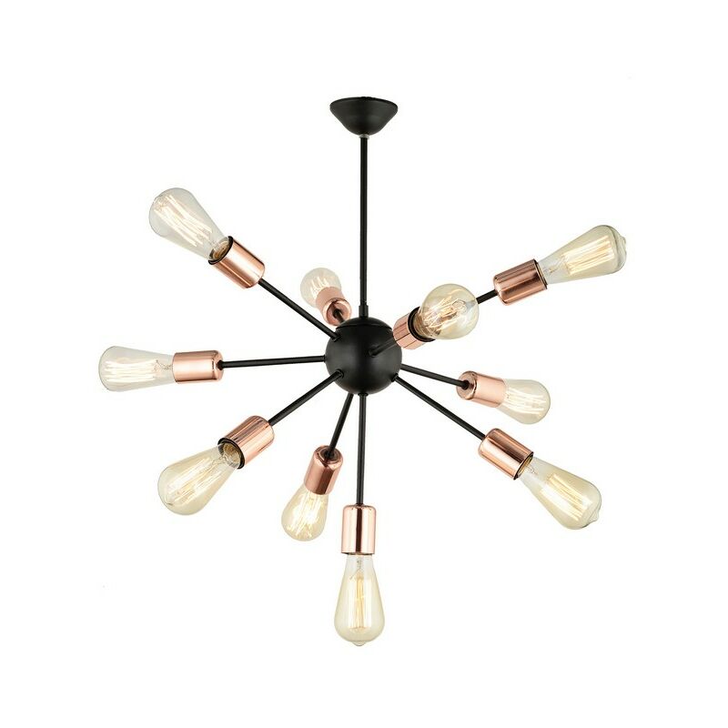 

Lampara de Suspension Venus - Lampara de 10 luces - Luz de techo - Negro, Cobre en Metal, 100 x 3 x 60 cm, 10 x E27, 60W