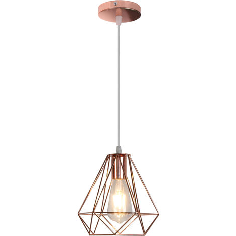 Lámpara de Suspensión Vintage, E27 Iluminación de Colgante estilo Industrial Lámpara de Techo Colgante Para Comedor, Dormitorio, Café, Barra De Lectura Luz, Oro Rosa