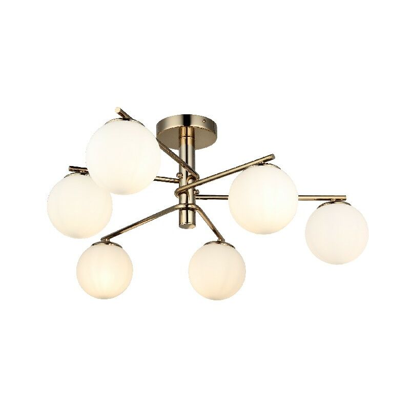 

Lampara de Suspension Wire-Fall - Luz de techo - de la pared - Oro en Metal, Vidrio, 84 x 84 x 35 cm, 6 x E27, Max 40W