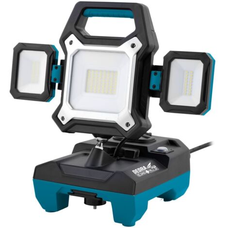 Lámpara de taller LED DEDRA de 25 W/45 W - Cabezales móviles, batería