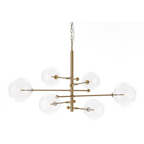 Lampara De Techo 130X100X66 Cristal/Metal Dorado Con Bombillas