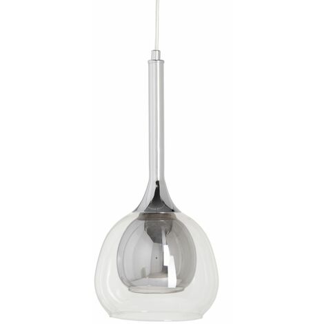 BIGBUY Lámpara de Techo 16 x 16 x 50 cm Cristal Gris Metal