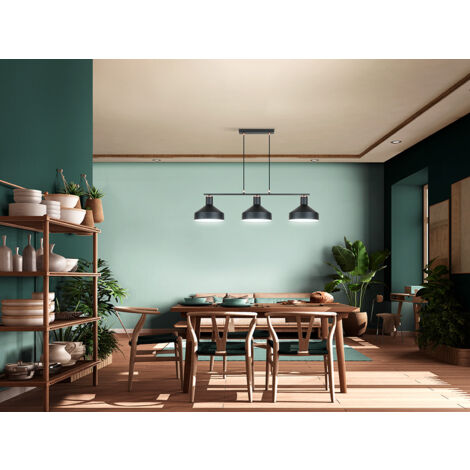 LÁMPARA DE TECHO ALARGADA IRIAS 3L NEGRO/COBRE