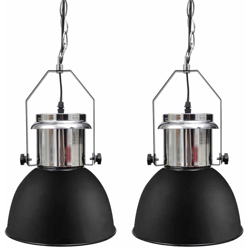 

Lámpara de techo altura ajustable moderna metal negro 2 uds