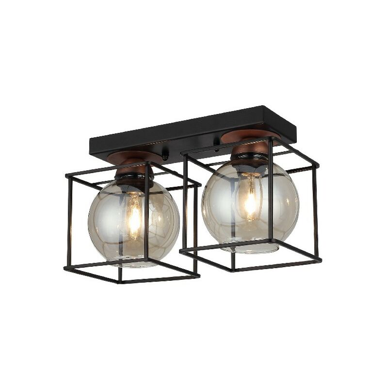 

Lampara de Techo Arne - Luz de techo - de la pared - Negro, Cobre en Metal, Vidrio, 15 x 36 x 22 cm, 2 x E27, 40 W
