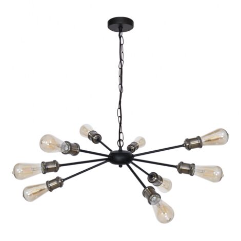 Lámpara de techo aryana 9xe27 al.reg.xd.65cm negro/cuero