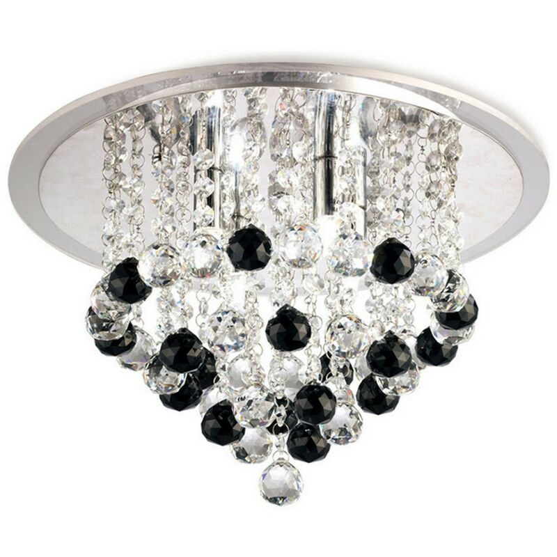 

Inspired Diyas - Atla - Techo al ras 6 Cromo pulido claro, moldura acrílica, cristal Se suministra con 25 esferas de cristal negro adicionales