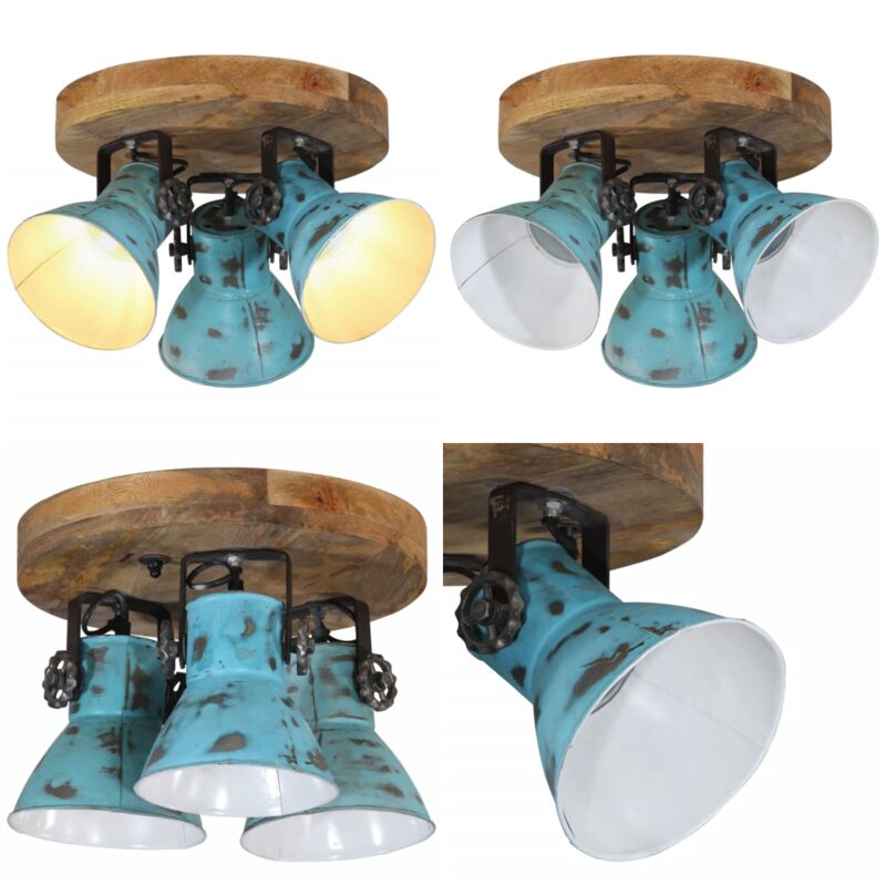 Lámpara de techo azul desgastado 25 W E27 35x35x25 cm - Lámpara industrial - Lámpara azul desgastado