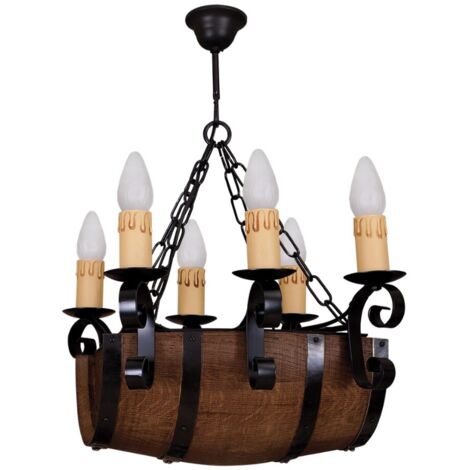 Lámpara de Techo Barril. 6 Luces. Dimensiones (66x39cm).