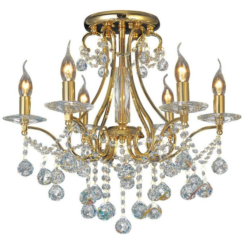 

Inspired Lighting - Inspired Diyas - Bianco - Techo semi empotrado 6 luces oro francés, cristal