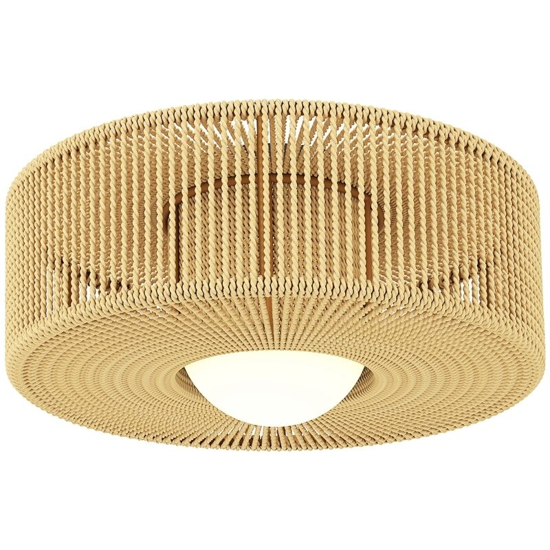 Lámpara de techo boho, colgante, casquillo LED G9, pantalla de cuerda de cáñamo, redonda