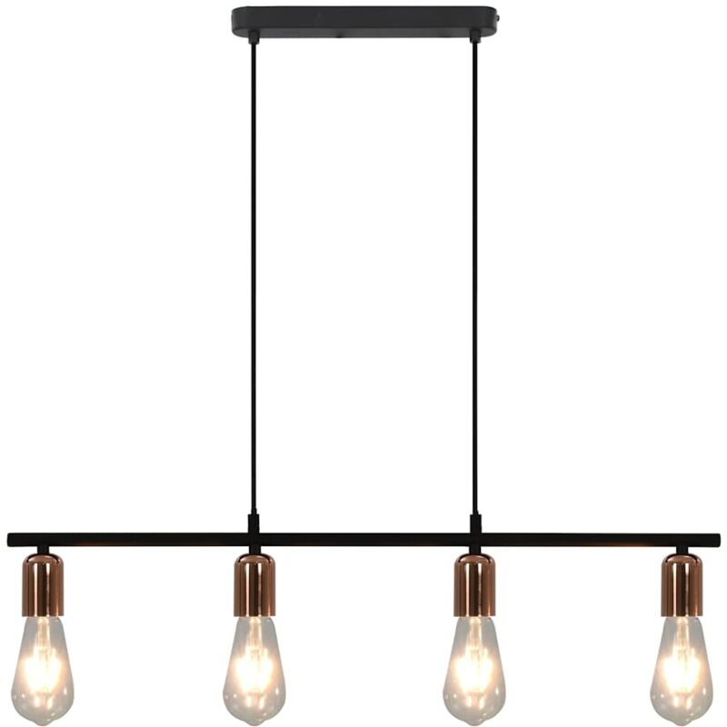 

vidaXL Lámpara de techo bombillas filamento 2W negro cobre E27 80 cm - Negro
