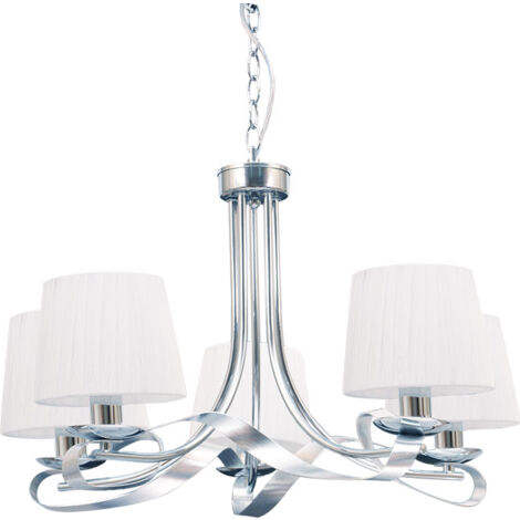 Lámpara de Techo CLEVELAND 5xE27 Cromo/Blanco
