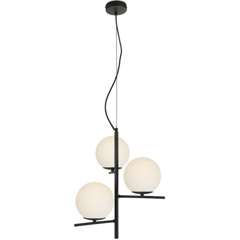 Lámpara de techo colgante Boston Negro Opal 3xE14