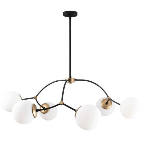 Lámpara de techo colgante con tulipas de cristal “Model 5” de 6 luces (6xE27) IP20 fabricada en metal y cristal mate color negro