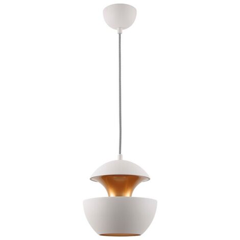 LAMPARA DE TECHO COLGANTE   E27 BLANCA   DORADA