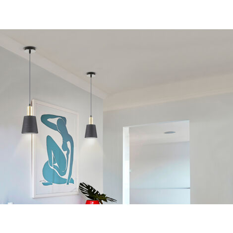 LÁMPARA DE TECHO COLGANTE GISELA 1L NEGRO/LATON