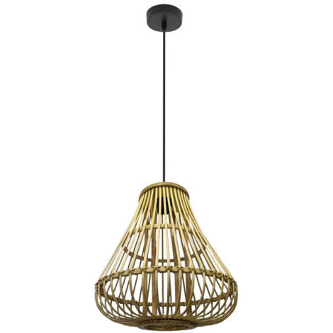 Lámpara de techo colgante Hormos Negro/bambu Natural 1xe27 35d