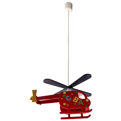 Lámpara de techo colgante infantil “Alfa” E27 (AC 220/240V) IP20 diseño de helicóptero rojo fabricada en plástico