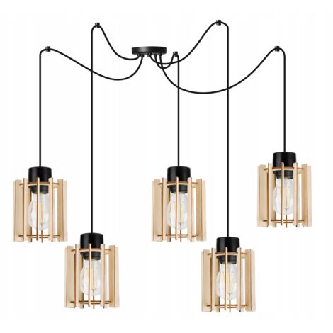 LÁMPARA DE TECHO COLGANTE LED MODERNA DE MADERA