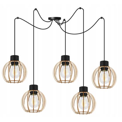 LÁMPARA DE TECHO COLGANTE LED MODERNA DE MADERA