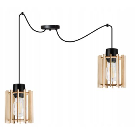 LÁMPARA DE TECHO COLGANTE LED MODERNA DE MADERA
