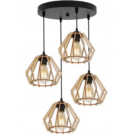 LÁMPARA DE TECHO COLGANTE LED MODERNA DE MADERA