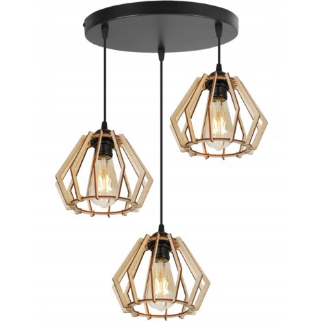 LÁMPARA DE TECHO COLGANTE LED MODERNA DE MADERA