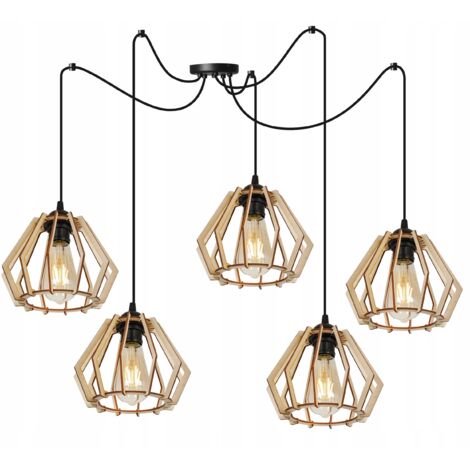 LÁMPARA DE TECHO COLGANTE LED MODERNA DE MADERA