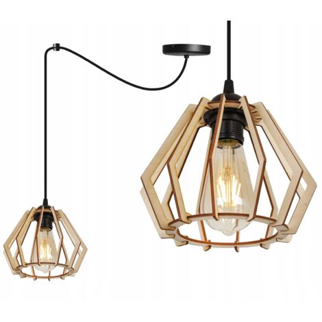 LÁMPARA DE TECHO COLGANTE LED MODERNA DE MADERA