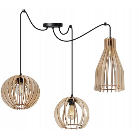 LÁMPARA DE TECHO COLGANTE MODERNA DE MADERA MIX LED