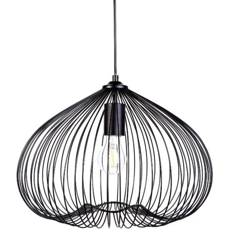 Lámpara de techo colgante pantalla ovalada de metal negro cocina industrial dormitorio Tordino