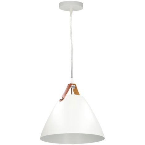 Lámpara de techo colgante serie "Dianza" E27 (40W máximo 230V) IP20 Ø27cm color blanco y cuero