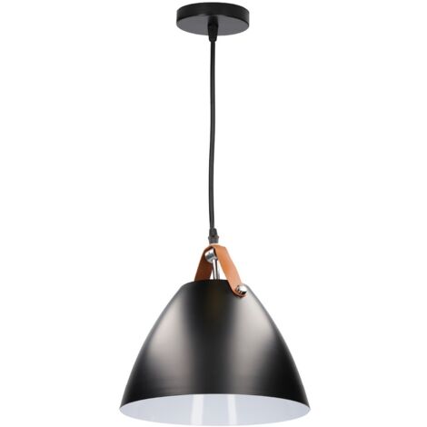 Lámpara de techo colgante serie "Dianza" E27 (40W máximo 230V) IP20 Ø27cm color negro y cuero