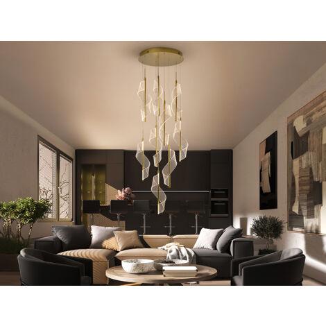 LÁMPARA DE TECHO COLGANTE VELAS 9L ORO DIMABLE