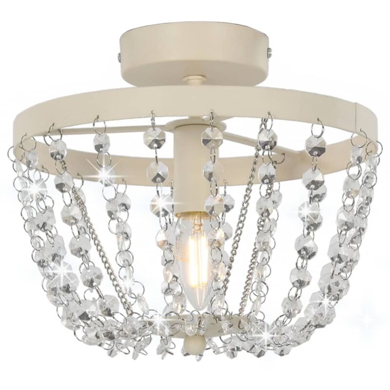

vidaXL Lámpara de techo con cuentas de cristal blanco redonda E14 - Blanco