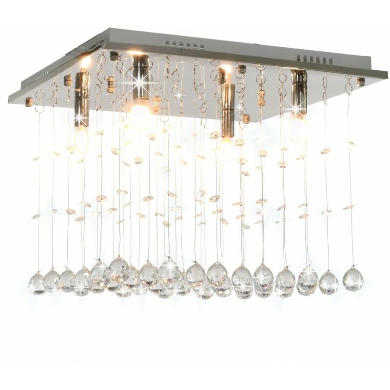 

Lámpara de techo con cuentas de cristal plateado cúbica G9